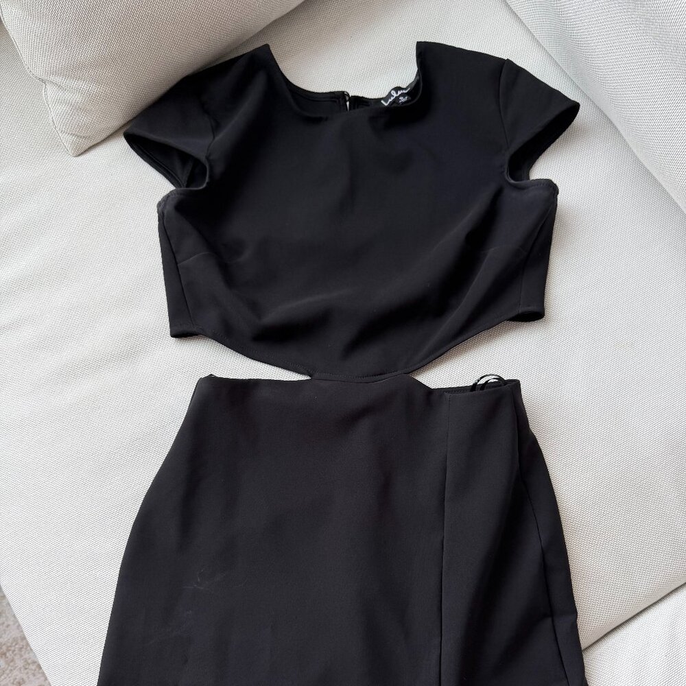 Black Tie Dress | Cut out Sides | Prom Dress | Black Formal Long Dress with Slit